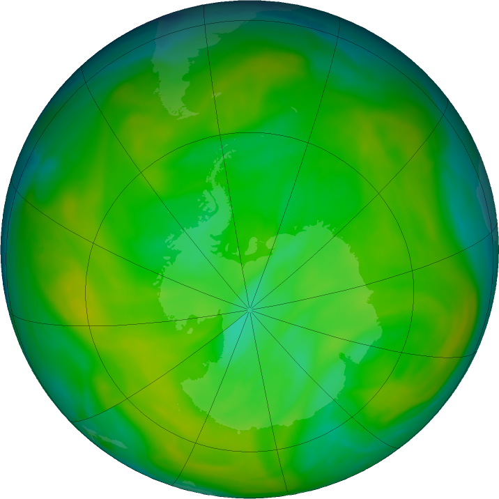 Antarctic ozone map for 28 November 2019